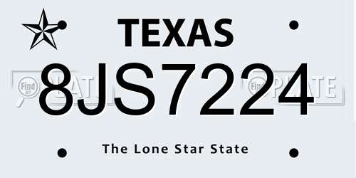8JS7224 Texas License Plate