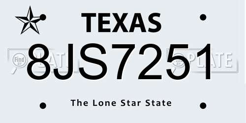 8JS7251 Texas License Plate