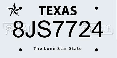 8JS7724 Texas License Plate