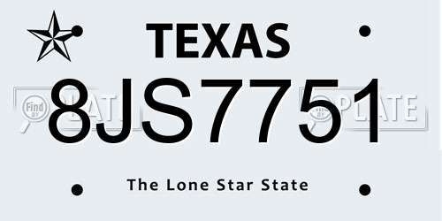 8JS7751 Texas License Plate