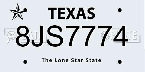 8JS7774 Texas License Plate
