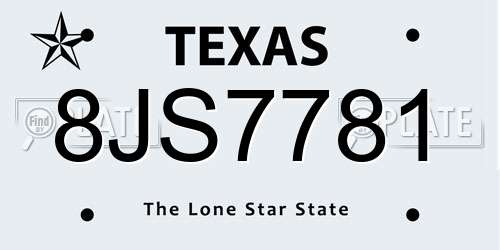 8JS7781 Texas License Plate