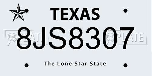 8JS8307 Texas License Plate