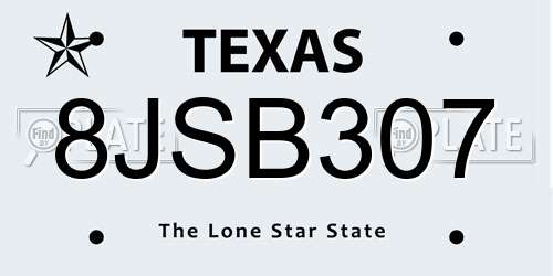8JSB307 Texas License Plate