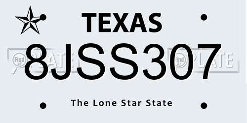 8JSS307 Texas License Plate