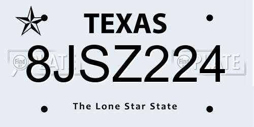 8JSZ224 Texas License Plate