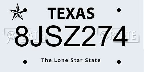 8JSZ274 Texas License Plate