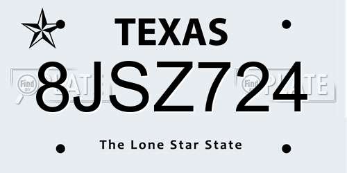 8JSZ724 Texas License Plate