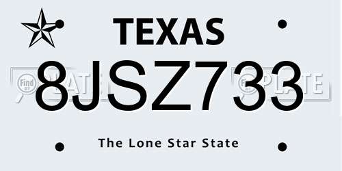 8JSZ733 Texas License Plate