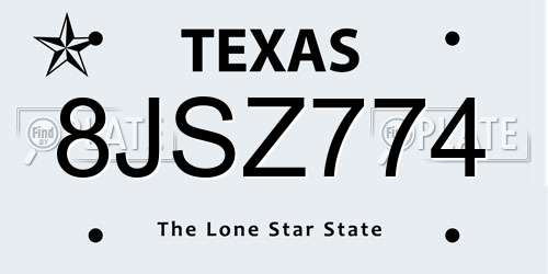 8JSZ774 Texas License Plate