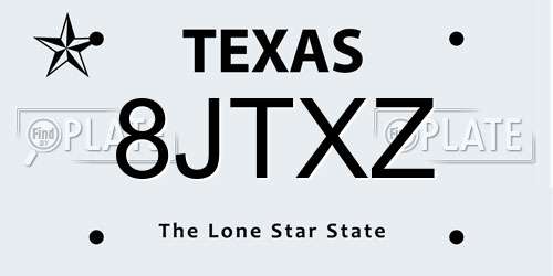8JTXZ Texas License Plate