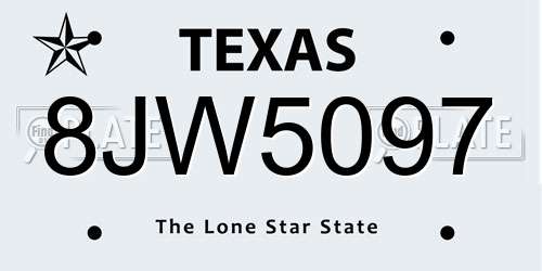 8JW5097 Texas License Plate