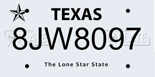 8JW8097 Texas License Plate