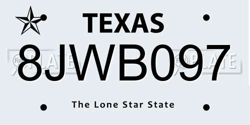8JWB097 Texas License Plate