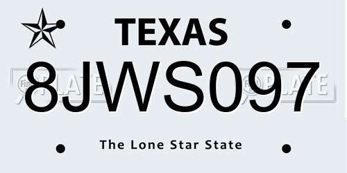 8JWS097 Texas License Plate