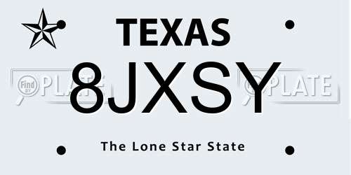 8JXSY Texas License Plate