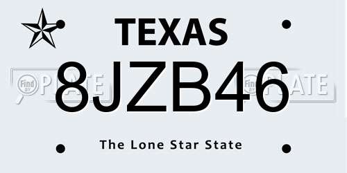 8JZB46 Texas License Plate