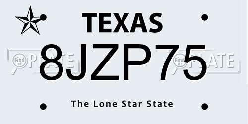 8JZP75 Texas License Plate