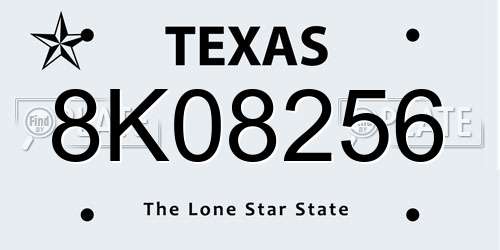 8K08256 Texas License Plate