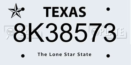 8K38573 Texas License Plate