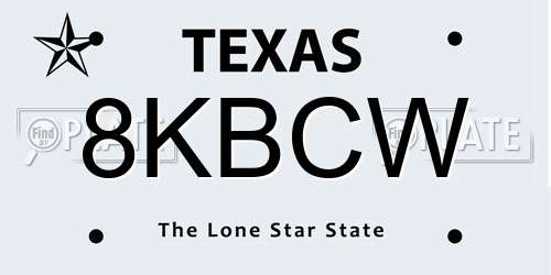 8KBCW Texas License Plate