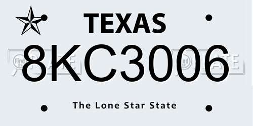 8KC3006 Texas License Plate