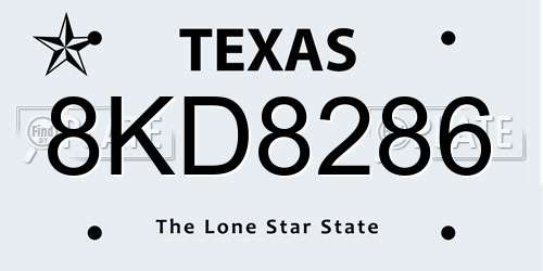 8KD8286 Texas License Plate