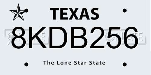 8KDB256 Texas License Plate