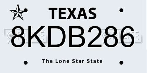8KDB286 Texas License Plate