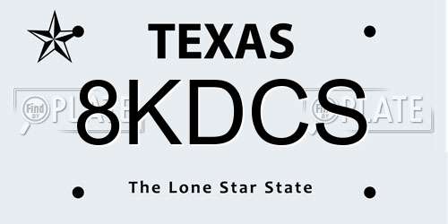 8KDCS Texas License Plate