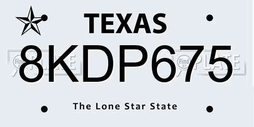 8KDP675 Texas License Plate