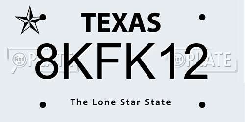 8KFK12 Texas License Plate