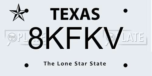 8KFKV Texas License Plate