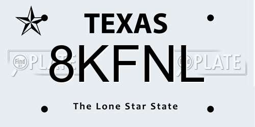 8KFNL Texas License Plate