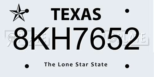 8KH7652 Texas License Plate