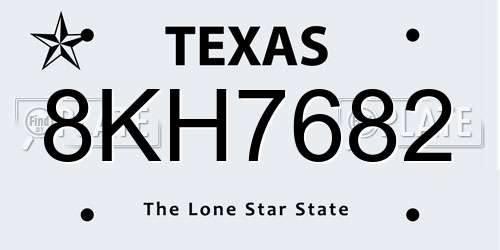 8KH7682 Texas License Plate