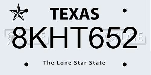 8KHT652 Texas License Plate