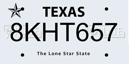 8KHT657 Texas License Plate