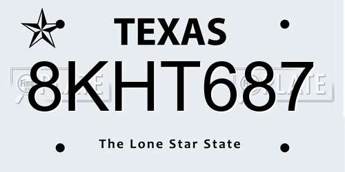 8KHT687 Texas License Plate