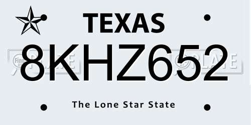 8KHZ652 Texas License Plate