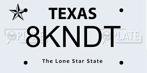 8KNDT Texas License Plate