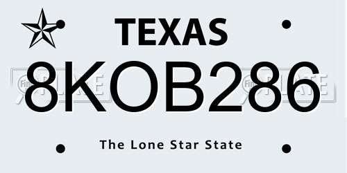 8KOB286 Texas License Plate