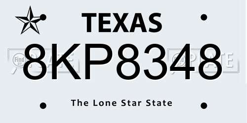 8KP8348 Texas License Plate