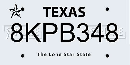 8KPB348 Texas License Plate