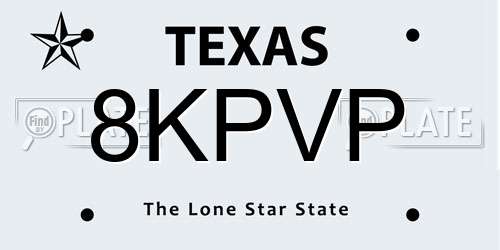 8KPVP Texas License Plate