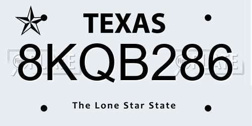 8KQB286 Texas License Plate