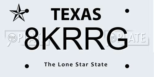 8KRRG Texas License Plate