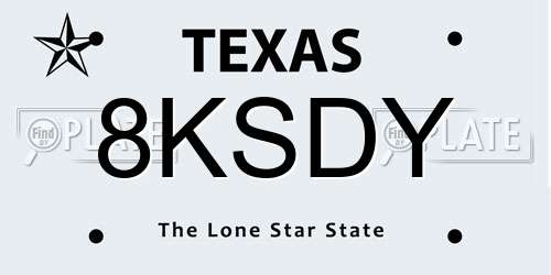 8KSDY Texas License Plate