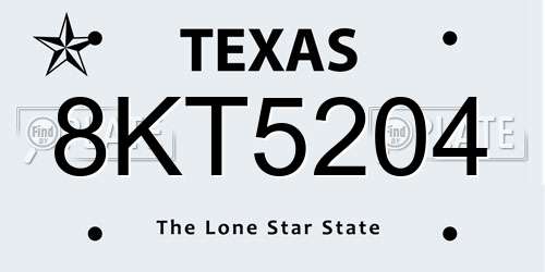 8KT5204 Texas License Plate