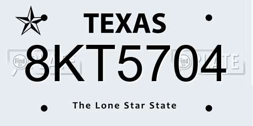 8KT5704 Texas License Plate